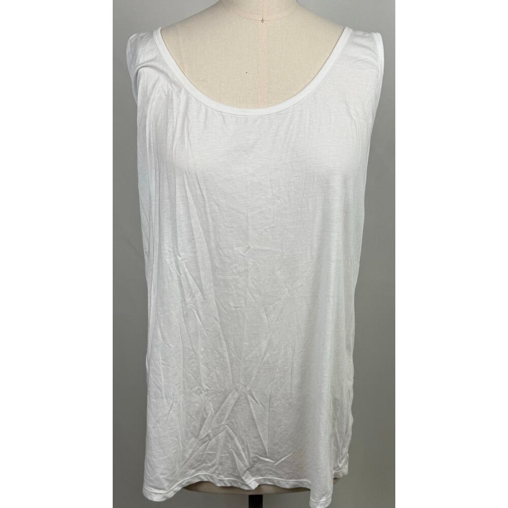 Johnny Was Plus White Sleeveless Tank Top 1X Modal Cotton Scoop Neck Boho‎ Basic